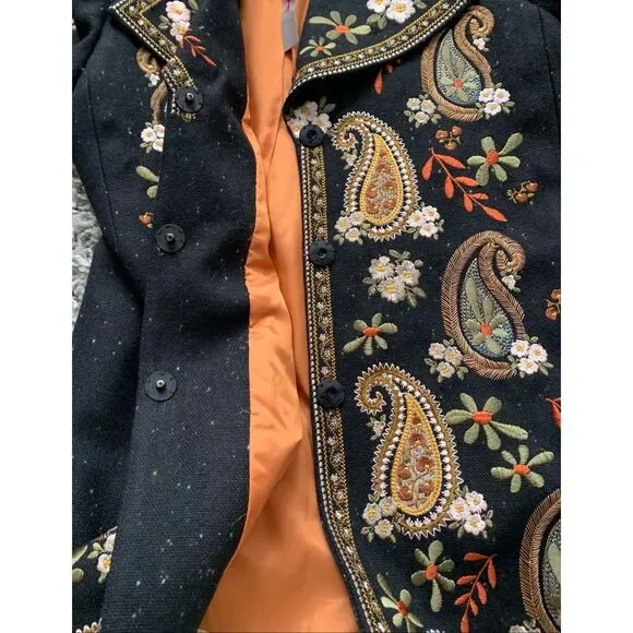 NEW Johnny Was Biya embroidered Paisley LONG JACKET COAT sz M - Picture 10 of 13